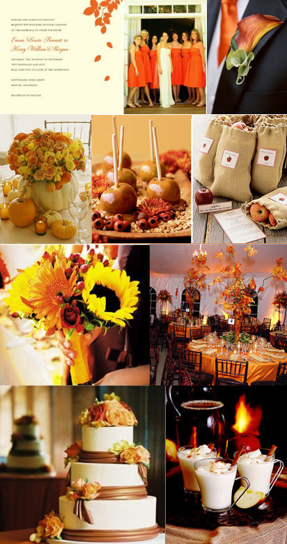 fall wedding inspiration A palette of oranges yellows brown ivory 